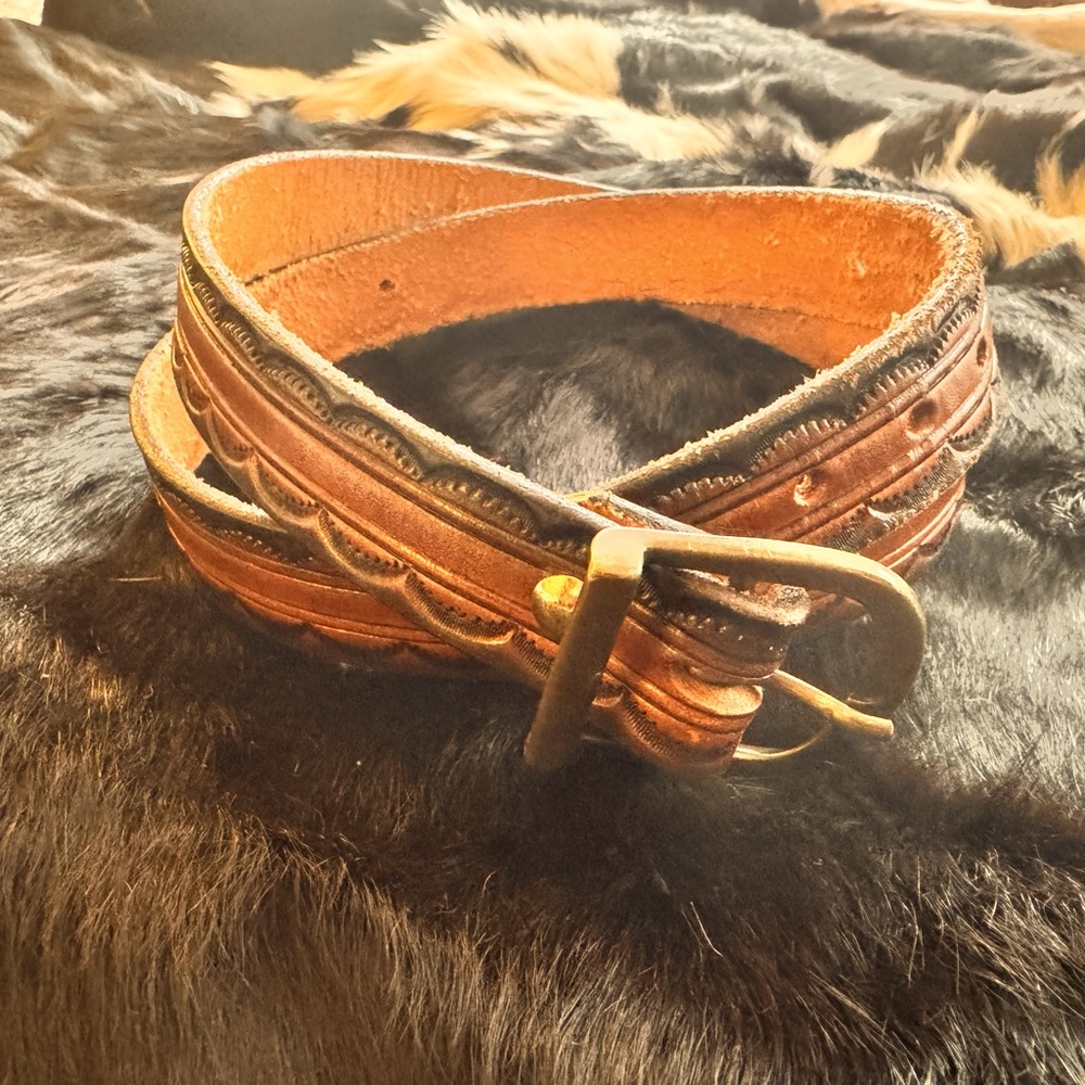 Hand Tooled Western Leather Belt